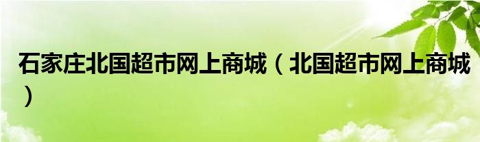石家庄北国超市网上商城（北国超市网上商城）