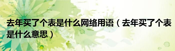 去年买了个表是什么网络用语（去年买了个表是什么意思）