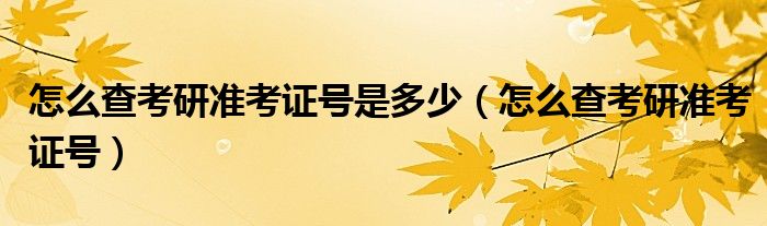 怎么查考研准考证号是多少（怎么查考研准考证号）