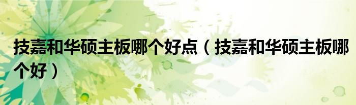 技嘉和华硕主板哪个好点（技嘉和华硕主板哪个好）