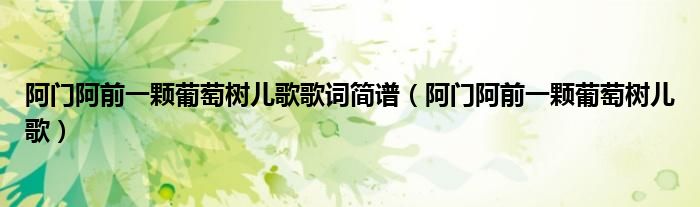 阿门阿前一颗葡萄树儿歌歌词简谱（阿门阿前一颗葡萄树儿歌）