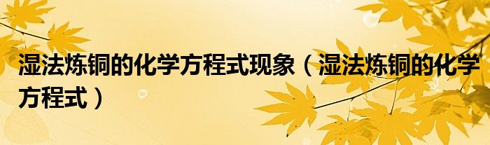 湿法炼铜的化学方程式现象（湿法炼铜的化学方程式）