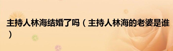 主持人林海结婚了吗（主持人林海的老婆是谁）
