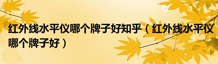 红外线水平仪哪个牌子好知乎（红外线水平仪哪个牌子好）