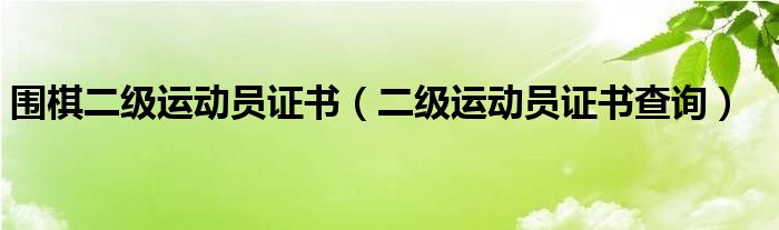 围棋二级运动员证书（二级运动员证书查询）