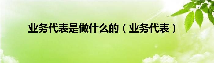 业务代表是做什么的（业务代表）