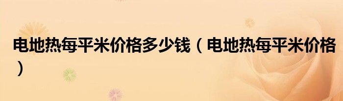 电地热每平米价格多少钱（电地热每平米价格）