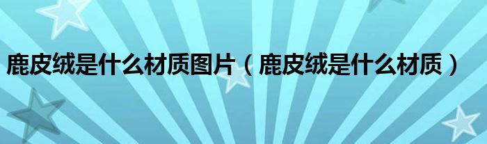鹿皮绒是什么材质图片（鹿皮绒是什么材质）
