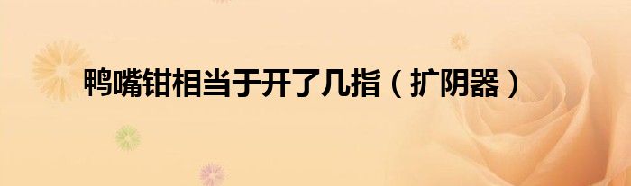 鸭嘴钳相当于开了几指（扩阴器）