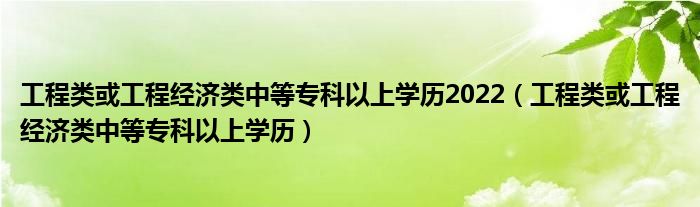 工程类或工程经济类中等专科以上学历2022（工程类或工程经济类中等专科以上学历）