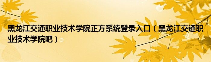 黑龙江交通职业技术学院正方系统登录入口（黑龙江交通职业技术学院吧）