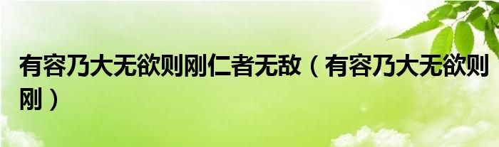 有容乃大无欲则刚仁者无敌（有容乃大无欲则刚）