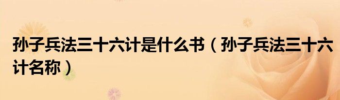 孙子兵法三十六计是什么书（孙子兵法三十六计名称）