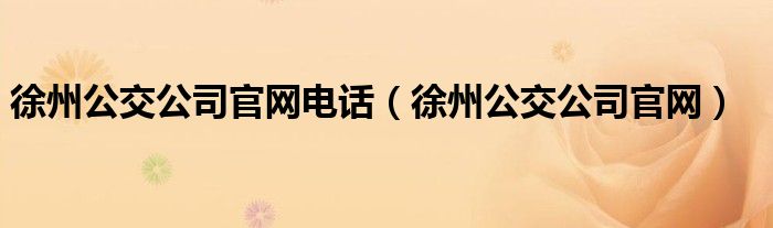 徐州公交公司官网电话（徐州公交公司官网）
