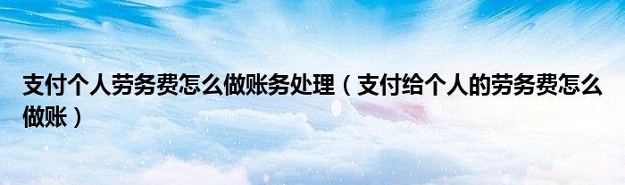 支付个人劳务费怎么做账务处理（支付给个人的劳务费怎么做账）