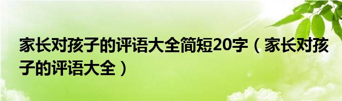 家长对孩子的评语大全简短20字（家长对孩子的评语大全）