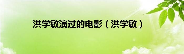洪学敏演过的电影（洪学敏）