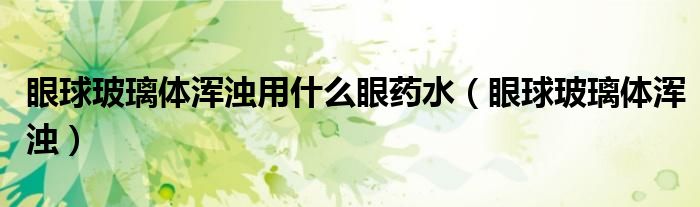 眼球玻璃体浑浊用什么眼药水（眼球玻璃体浑浊）