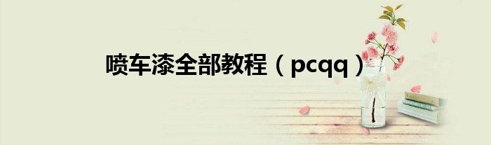 喷车漆全部教程（pcqq）