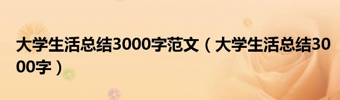 大学生活总结3000字范文（大学生活总结3000字）