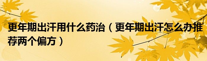更年期出汗用什么药治（更年期出汗怎么办推荐两个偏方）