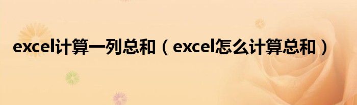 excel计算一列总和（excel怎么计算总和）
