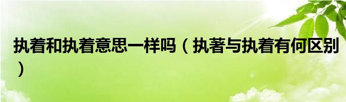 执着和执着意思一样吗（执著与执着有何区别）