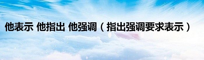 他表示 他指出 他强调（指出强调要求表示）