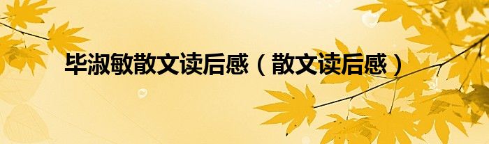 毕淑敏散文读后感（散文读后感）