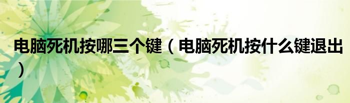 电脑死机按哪三个键（电脑死机按什么键退出）