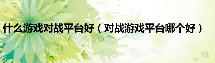 什么游戏对战平台好（对战游戏平台哪个好）