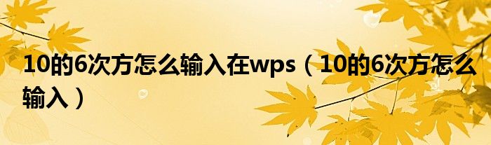 10的6次方怎么输入在wps（10的6次方怎么输入）