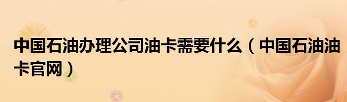 中国石油办理公司油卡需要什么（中国石油油卡官网）