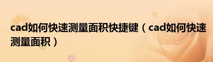 cad如何快速测量面积快捷键（cad如何快速测量面积）
