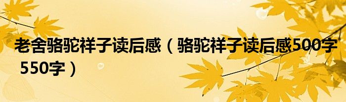 老舍骆驼祥子读后感（骆驼祥子读后感500字 550字）