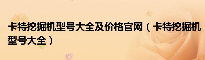 卡特挖掘机型号大全及价格官网（卡特挖掘机型号大全）