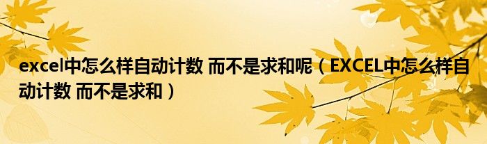 excel中怎么样自动计数 而不是求和呢（EXCEL中怎么样自动计数 而不是求和）