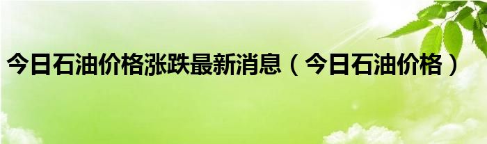 今日石油价格涨跌最新消息（今日石油价格）
