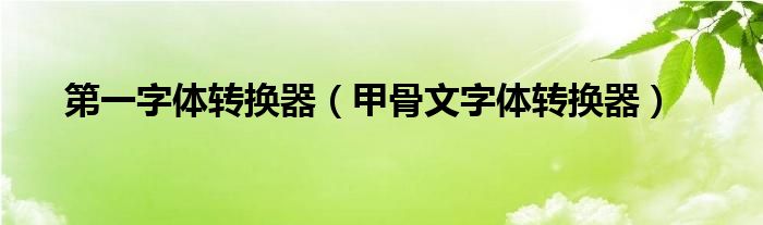 第一字体转换器（甲骨文字体转换器）