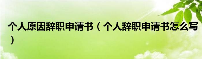 个人原因辞职申请书（个人辞职申请书怎么写）