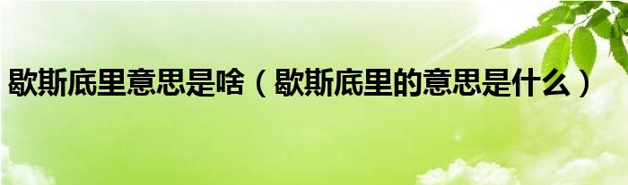 歇斯底里意思是啥（歇斯底里的意思是什么）