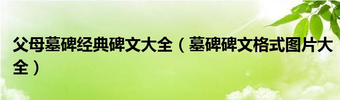 父母墓碑经典碑文大全（墓碑碑文格式图片大全）