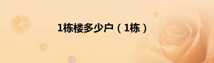 1栋楼多少户（1栋）