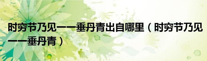时穷节乃见一一垂丹青出自哪里（时穷节乃见一一垂丹青）