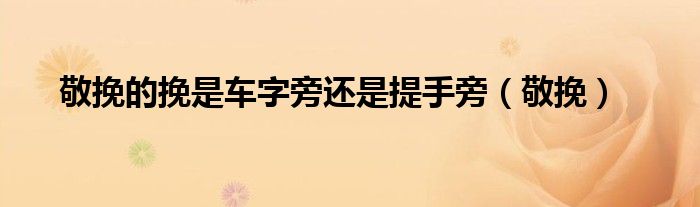 敬挽的挽是车字旁还是提手旁（敬挽）