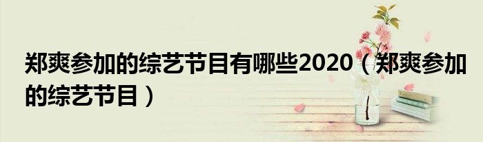 郑爽参加的综艺节目有哪些2020（郑爽参加的综艺节目）