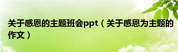关于感恩的主题班会ppt（关于感恩为主题的作文）