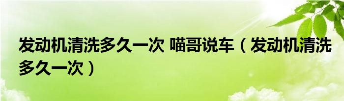 发动机清洗多久一次 喵哥说车（发动机清洗多久一次）