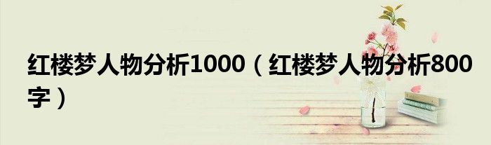 红楼梦人物分析1000（红楼梦人物分析800字）