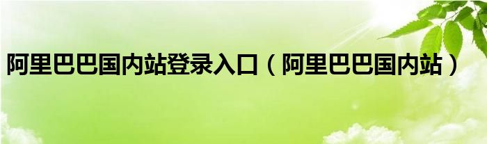 阿里巴巴国内站登录入口（阿里巴巴国内站）